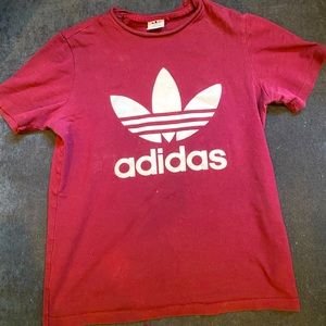 Official ADIDAS burgundy sports tee S